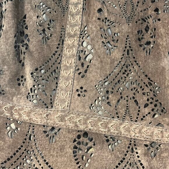 Coldwater Creek Brown Laser Cut Suede Jacket 2X Boho Western Elegant Chic - Picture 6 of 11